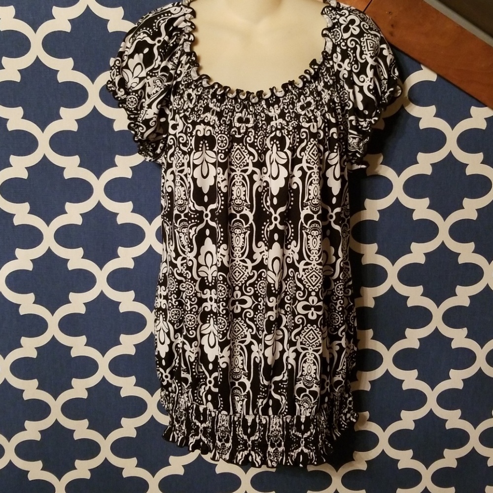 1x new directions black white dress shirt top 18